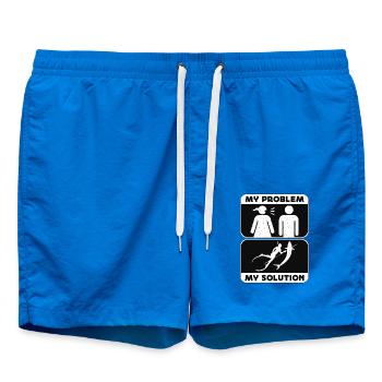 Chasse sous-marine Mon problème Ma solution Pictogramme Papa - Short de bain - cobalt blue - Devant