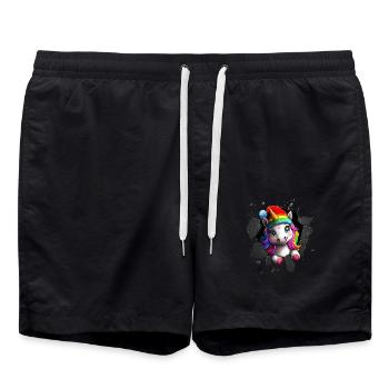 Funny Unicorn Christmas Unicorns Unicorn - Swim Trunks - black - Front - AI Model Male 185 light (185cm)