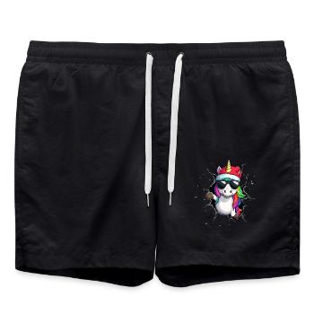 Funny Unicorn Christmas Unicorns Unicorn - Swim Trunks - black - Front - AI Model Male 185 light (185cm)