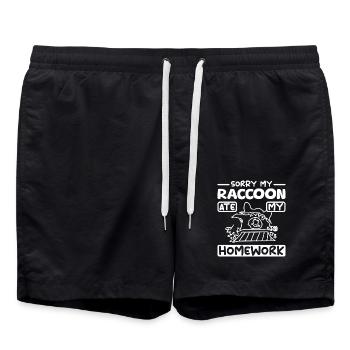 Sorry my raccoon ate my homework - Swim Trunks - black - Front - AI Model Male 185 light (185cm)