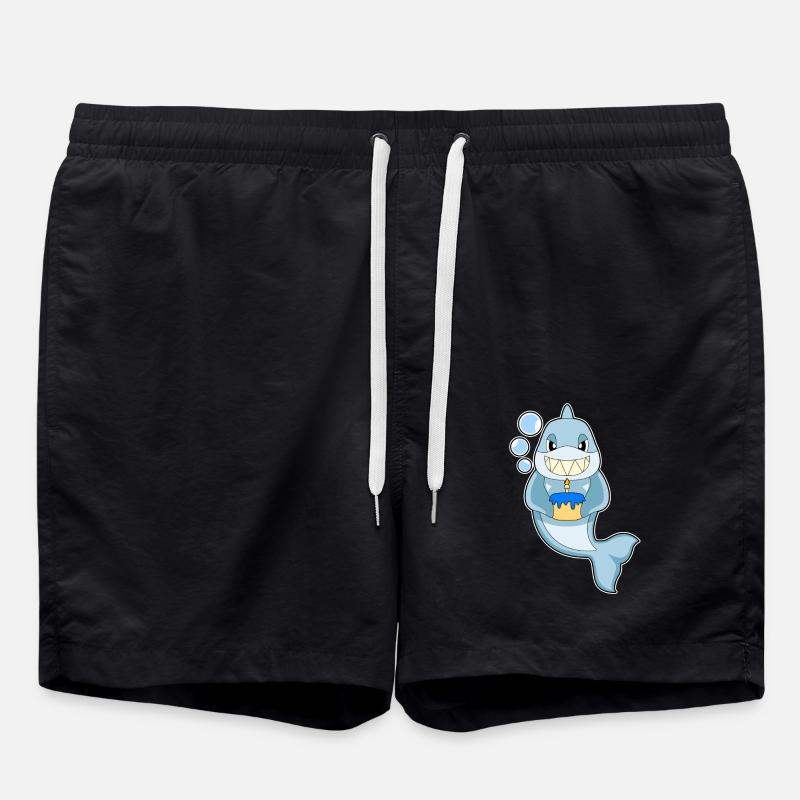 Shark Birthday Candle Cake - Swim Trunks - black
