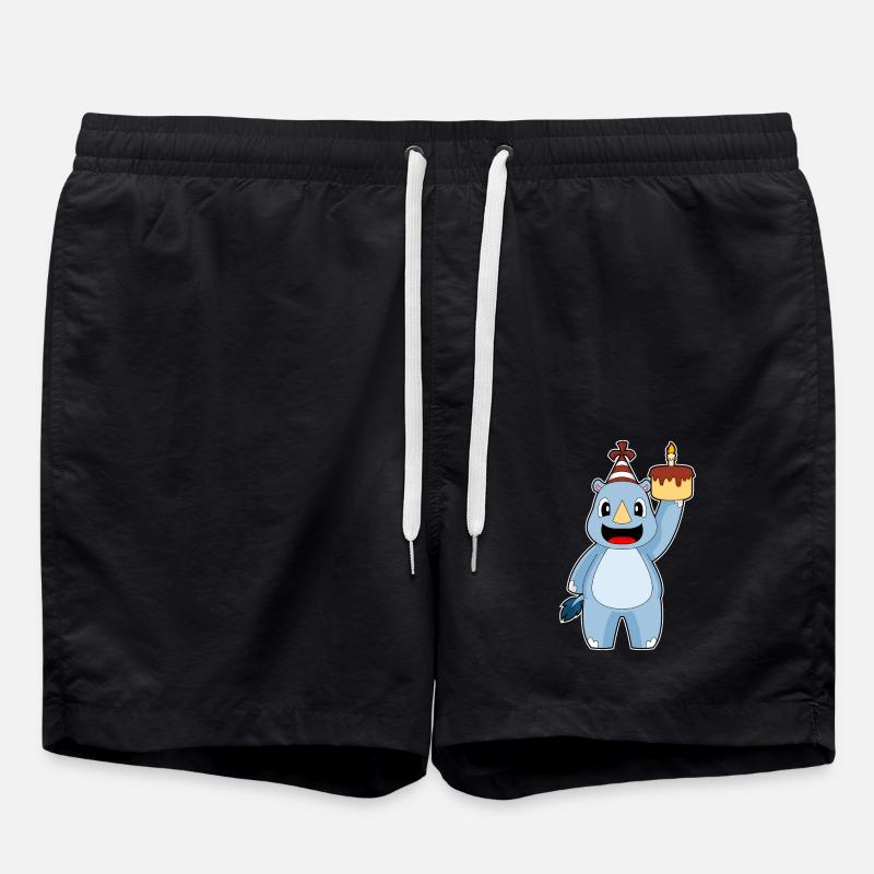Rhino Birthday Candle Cake - Swim Trunks - black