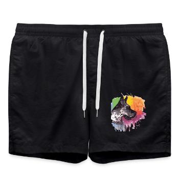 Great Dane Head Colorful - Swim Trunks - black - Front - AI Model Male 185 light (185cm)