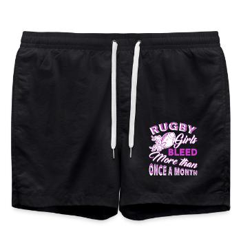 Rugby Girl Bleed More Than Once A Month - Swim Trunks - black - Front - AI Model Male 185 light (185cm)