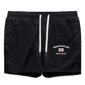 Birmingham England Englische Flagge Engländer - Badeshorts - Schwarz - Vorne - AI Model Male 185 light (185cm)