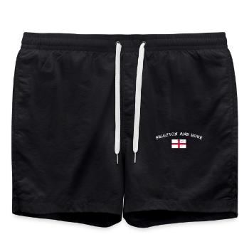 Brighton And Hove England Vintage Englische Flagge - Badeshorts - Schwarz - Vorne - AI Model Male 185 light (185cm)
