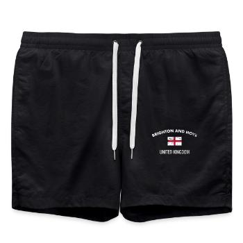 Brighton And Hove England Vintage Englische Flagge - Badeshorts - Schwarz - Vorne - AI Model Male 185 light (185cm)