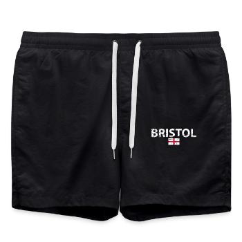 Bristol England Vintage Englische Flagge Engländer - Badeshorts - Schwarz - Vorne - AI Model Male 185 light (185cm)