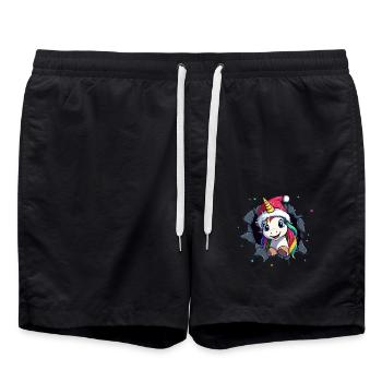 Funny Unicorn Christmas Unicorns Unicorn - Swim Trunks - black - Front - AI Model Male 185 light (185cm)