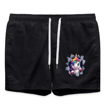 Funny Unicorn Christmas Unicorns Unicorn - Swim Trunks - black - Front - AI Model Male 185 light (185cm)