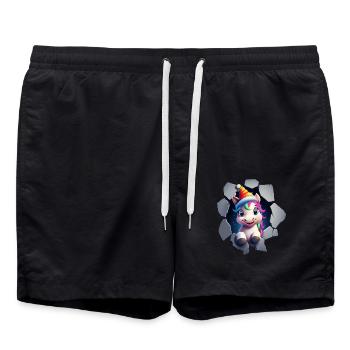Funny Unicorn Christmas Unicorns Unicorn - Swim Trunks - black - Front - AI Model Male 185 light (185cm)
