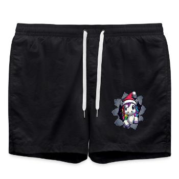 Funny Unicorn Christmas Unicorns Unicorn - Swim Trunks - black - Front - AI Model Male 185 light (185cm)
