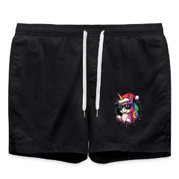 Funny Unicorn Christmas Unicorns Unicorn - Swim Trunks - black - Front - AI Model Male 185 light (185cm)