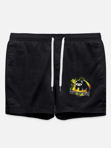 Red Panda Surprise - Swim Trunks - black