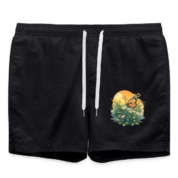Butterfly Butterflies Butterfly - Swim Trunks - black - Front - AI Model Male 185 light (185cm)