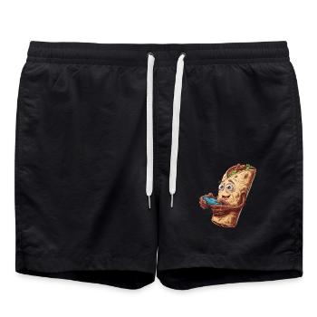 Funny Fast Food Gaming Pizza Gamer Gamer Gaming - Swim Trunks - black - Front - AI Model Male 185 light (185cm)
