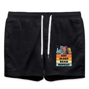 Eat Sleep Read Repeat Books for Book Lovers - Swim Trunks - black - Front - AI Model Male 185 light (185cm)