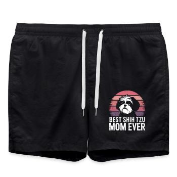 Shih Tzu Saying Mom Funny Shih Tzu Gift - Swim Trunks - black - Front - AI Model Male 185 light (185cm)