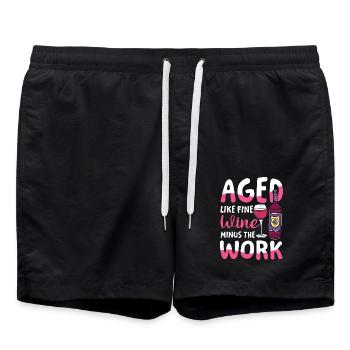 Rente Ruhestand Aged Like Fine Wine Minus Work - Badeshorts - Schwarz - Vorne - AI Model Male 185 light (185cm)