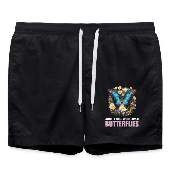 Butterfly Butterflies Butterfly - Swim Trunks - black - Front - AI Model Male 185 light (185cm)