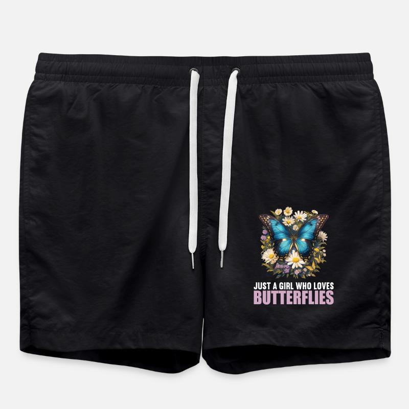 Butterfly Butterflies Butterfly - Swim Trunks - black