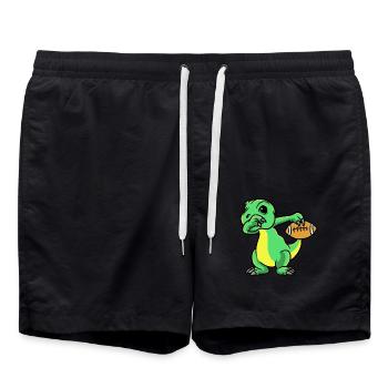 Sport Rugby Fußballer Dino Fußball - Badeshorts - Schwarz - Vorne - AI Model Male 185 light (185cm)