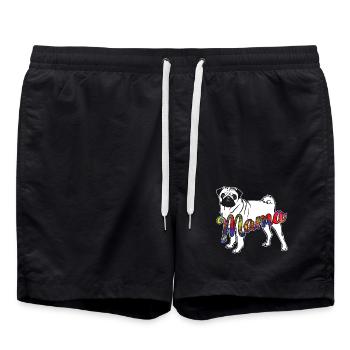 Pug Mama - Swim Trunks - black - Front - AI Model Male 185 light (185cm)