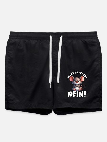 Funny Mouse with Saying - Swim Trunks - black