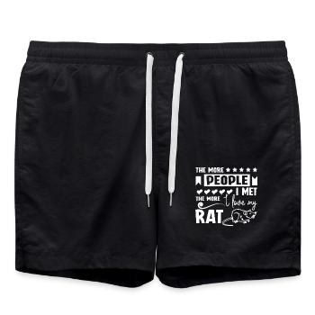 Plus je rencontrais de gens, plus j’aime mon rat - Short de bain - noir - Devant - AI Model Male 185 light (185cm)