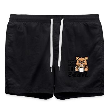 I Hate Morning People für einen Morgenmuffel - Badeshorts - Schwarz - Vorne - AI Model Male 185 light (185cm)