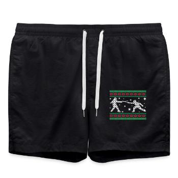 Funny Fencing Christmas - Swim Trunks - black - Front - AI Model Male 185 light (185cm)