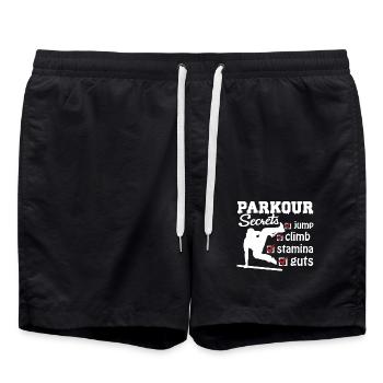Parkour Secrets Jumps Climb Stamina - Swim Trunks - black - Front - AI Model Male 185 light (185cm)
