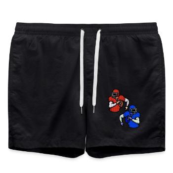 Sport Rugby Pixel Art Spieler Fußball - Badeshorts - Schwarz - Vorne - AI Model Male 185 light (185cm)