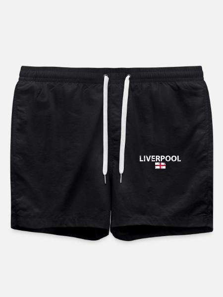 Liverpool England Vintage Englische Flagge - Badeshorts - Schwarz