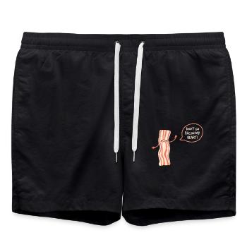 Don't Go Bacon My Heart Schweinefleisch Speck - Badeshorts - Schwarz - Vorne - AI Model Male 185 light (185cm)