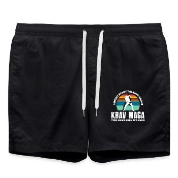 Krav Maga Hobby Passion Sportlerin - Badeshorts - Schwarz - Vorne - AI Model Male 185 light (185cm)