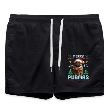 Ugly Christmas Pug Merry Pugmas Partenaire - Short de bain - noir - Devant - AI Model Male 185 light (185cm)