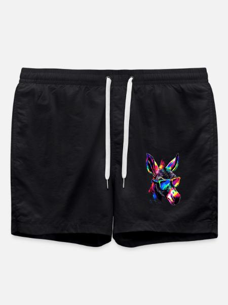 Esel in Bunt Popart Farben Hausesel Donkey Reiten - Badeshorts - Schwarz