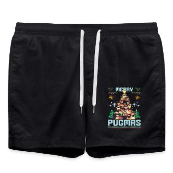 Christmas Pug Ugly Christmas Merry Pugmas - Swim Trunks - black - Front - AI Model Male 185 light (185cm)