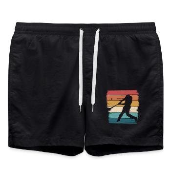 Silhouette de baseball rétro vintage - Short de bain - noir - Devant - AI Model Male 185 light (185cm)