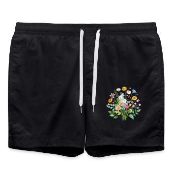 Illustration de bouquet de fleurs sauvages colorées - Short de bain - noir - Devant - AI Model Male 185 light (185cm)