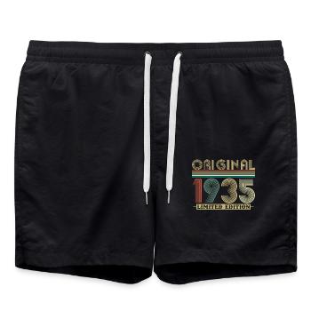 Original 1935 Vintage Retro Anniversary Gift - Swim Trunks - black - Front - AI Model Male 185 light (185cm)