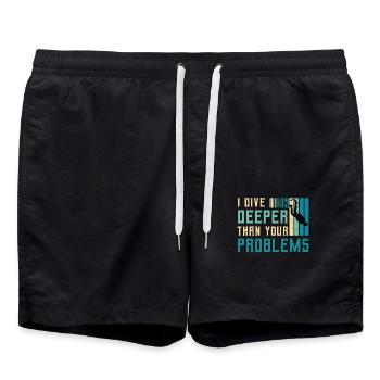 Plongée sous-marine Je plonge plus profondément que le nageur de snorkeling - Short de bain - noir - Devant - AI Model Male 185 light (185cm)