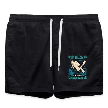 Plongée sous-marine Ne me suivez pas, je suis perdu nageur - Short de bain - noir - Devant - AI Model Male 185 light (185cm)