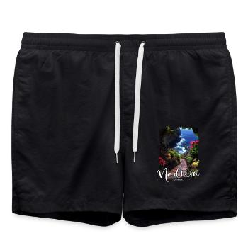 Île de Madère Portugal Vacances Visites Souvenirs - Short de bain - noir - Devant - AI Model Male 185 light (185cm)