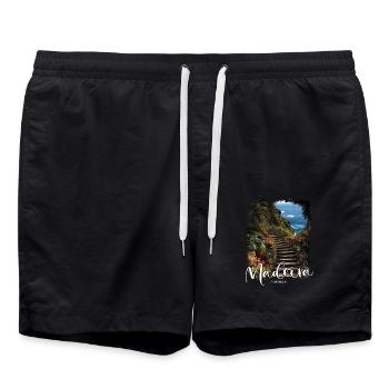 Madeira Island Portugal Vacation Souvenir Tours - Swim Trunks - black - Front - AI Model Male 185 light (185cm)