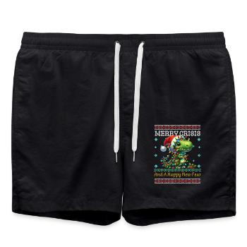 Noël laid Dino Weihnachten Joyeux Crise - Short de bain - noir - Devant - AI Model Male 185 light (185cm)