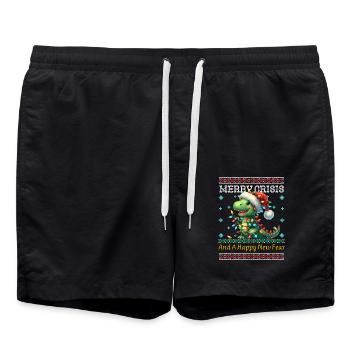 Joyeuse Crise Weihnachten Dino Noël laid - Short de bain - noir - Devant - AI Model Male 185 light (185cm)