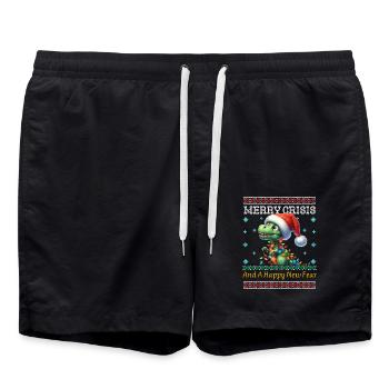 Dino Ugly Noël Joyeux Crise Weihnachten - Short de bain - noir - Devant - AI Model Male 185 light (185cm)