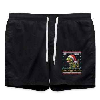 Weihnachten Merry Crisis Dino Ugly Christmas - Short de bain - noir - Devant - AI Model Male 185 light (185cm)
